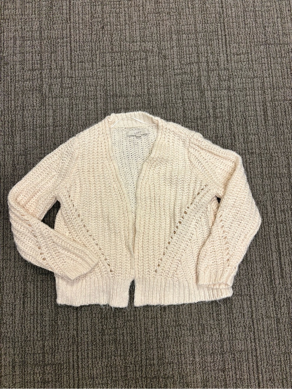 LOFT Ivory Open Knit Cardigan Sweater
